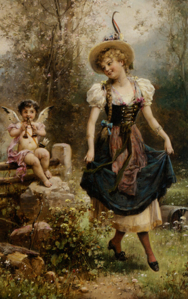 Verliebtes Dirndel by Hans Zatzka, hand-painted oil painting reproduction
