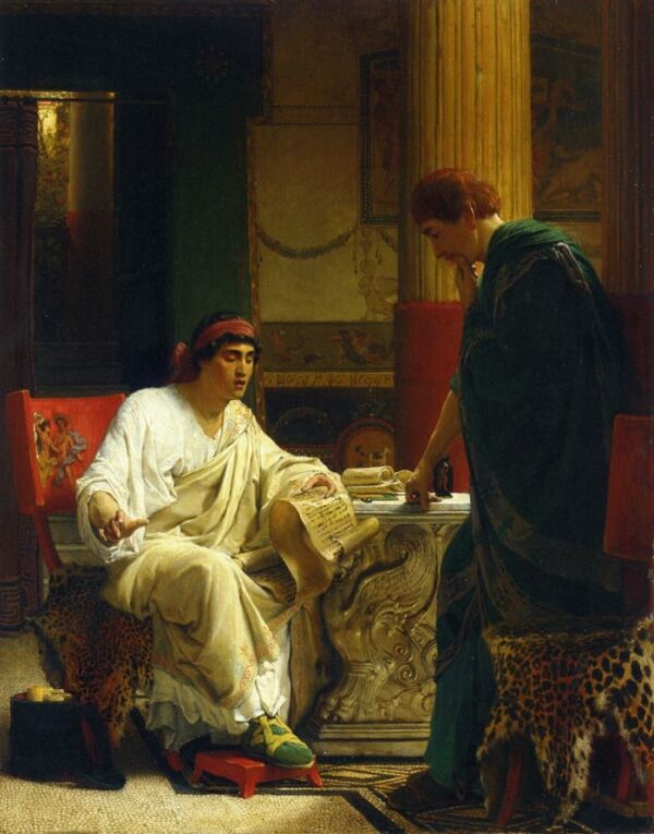 Vespasian Hearing from One of His Generals of the Taking of Jerusalem by Titus by Lawrence Alma-Tadema, hand-painted oil painting reproduction