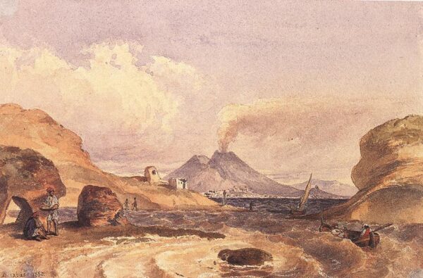 Vesuvius Seen from the Island of Capri by Miklós Barabás, hand-painted oil painting reproduction