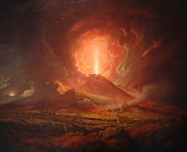 Vesuvius from Portici by Joseph Wright, hand-painted oil painting reproduction