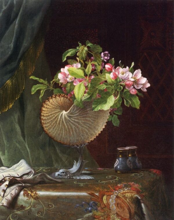 Victorian Still Life with Apple Blossoms by Martin Johnson Heade, hand-painted oil painting reproduction