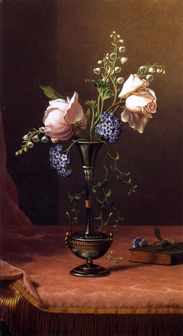 Victorian Vase with Flowers of Devotion by Martin Johnson Heade, hand-painted oil painting reproduction
