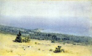 View on the beach and sea from the mountains. Crimea 1880 by Arkhip Kuindzhi, hand-painted oil painting reproduction