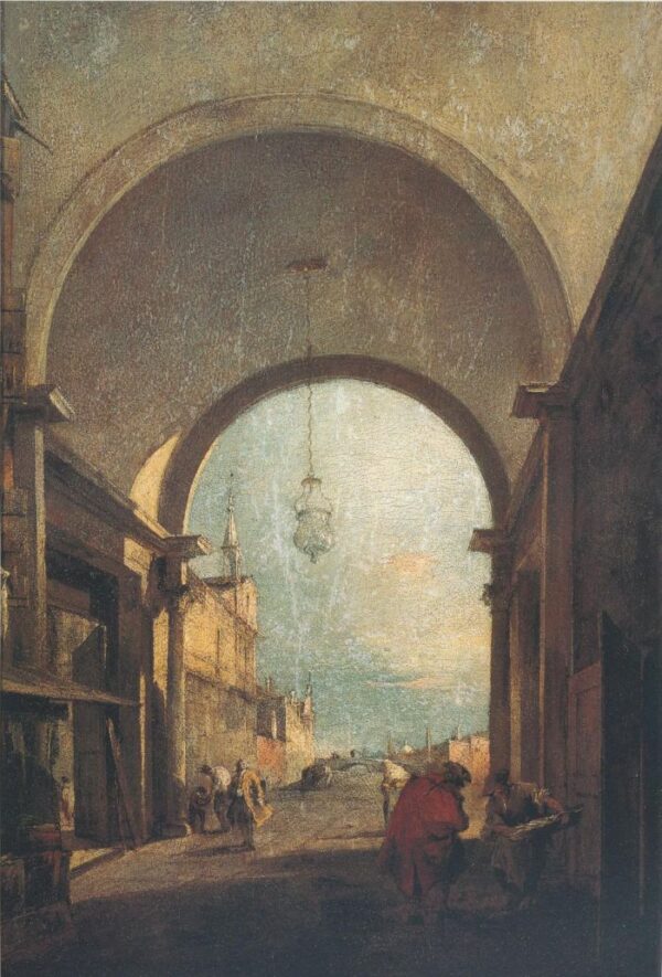 View Of A Courtyard by Francesco Guardi, hand-painted oil painting reproduction