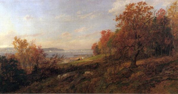 View from Hastings toward the Tappan Zee by Jasper Francis Cropsey, hand-painted oil painting reproduction