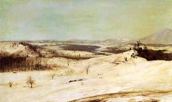 View from Olana in the Snow by Frederic Edwin Church, hand-painted oil painting reproduction