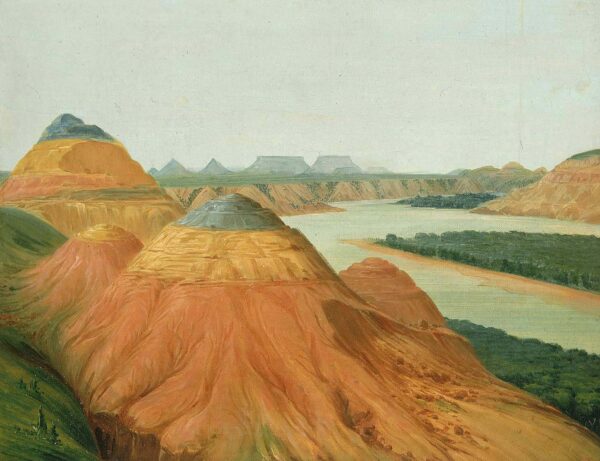 View in the Big Bend of the Upper Missouri by George Catlin, hand-painted oil painting reproduction