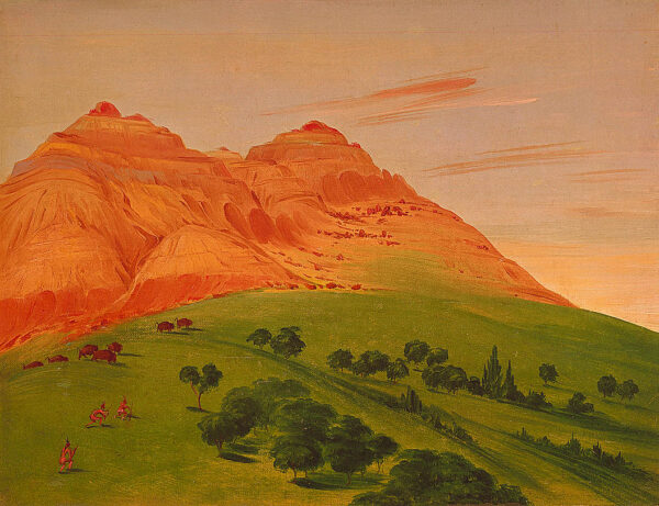 View in the Grand Detour, 1900 Miles above St. Louis by George Catlin, hand-painted oil reproduction