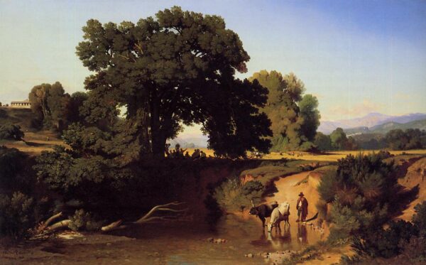 View in the Roman Countryside by Jean-Achille Benouville, hand-painted oil painting reproduction
