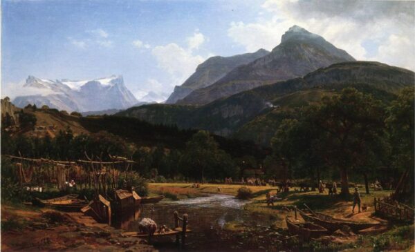 View near Lake Lucerne by Thomas Worthington Whittredge, hand-painted oil painting reproduction