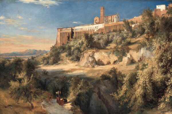 View of Assisi by Karl Blechen, hand-painted oil painting reproduction