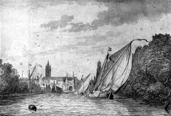 View of Delft from the Schie by Ludolf Backhuysen, hand-painted oil painting reproduction