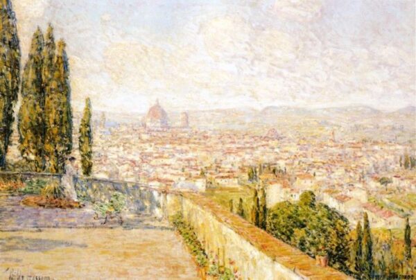 View of Florence from San Miniato by Frederick Childe Hassam, hand-painted oil painting reproduction