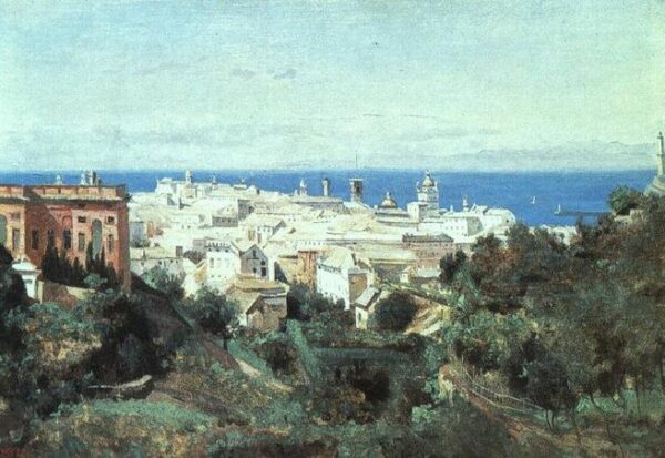View of Genoa by Jean Baptiste Camille Corot, hand-painted oil painting reproduction