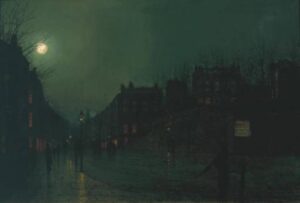 View of Heath Street by Night by John Atkinson Grimshaw, hand-painted oil painting reproduction