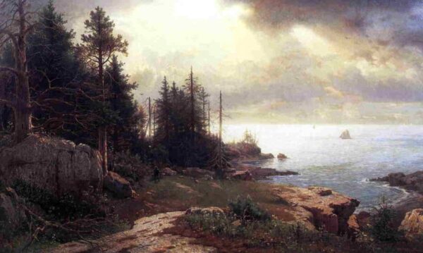 View of Mount Desert by William Stanley Haseltine, hand-painted oil painting reproduction