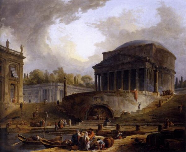 View of Ripetta by Hubert Robert, hand-painted oil painting reproduction