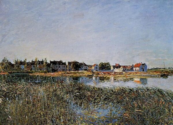 View of Saint-Mammes by Alfred Sisley, hand-painted oil painting reproduction