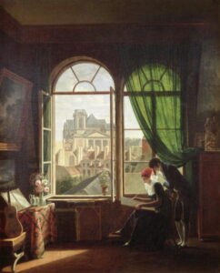 View of Saint Eustache Church from a House on Rue Platriere or T by Martin Drolling, hand-painted oil painting reproduction