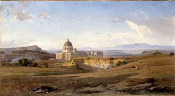 View of Saint Peter’s in Rome by Jean-Achille Benouville, hand-painted oil painting reproduction