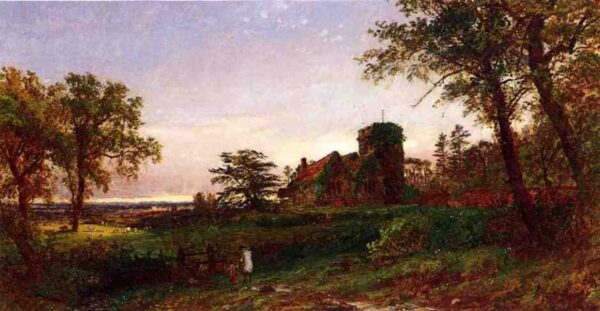 View of Stoke Poges by Jasper Francis Cropsey, hand-painted oil painting reproduction