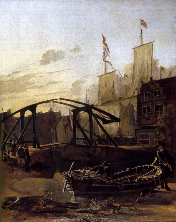 View of a Harbour in Schiedam by Adam Pynacker, hand-painted oil painting reproduction