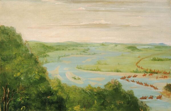 View of the Canadian River, Dragoons Crossing by George Catlin, hand-painted oil painting reproduction
