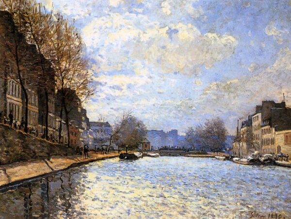 View of the Canal St. Martin by Alfred Sisley, hand-painted oil painting reproduction