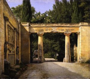 View of the Garden of the Villa Borghese in Rome by Christoffer Wilhelm Eckersberg, hand-painted oil painting reproduction