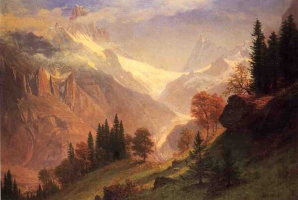 View of the Grindelwald by Albert Bierstadt, hand-painted oil reproduction