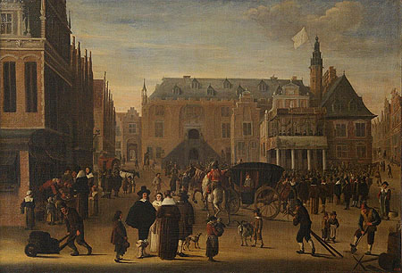 View of the Groote Market in Haarlem by Cornelis Beelt, hand-painted oil reproduction