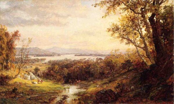 View of the Hudson by Jasper Francis Cropsey, hand-painted oil painting reproduction