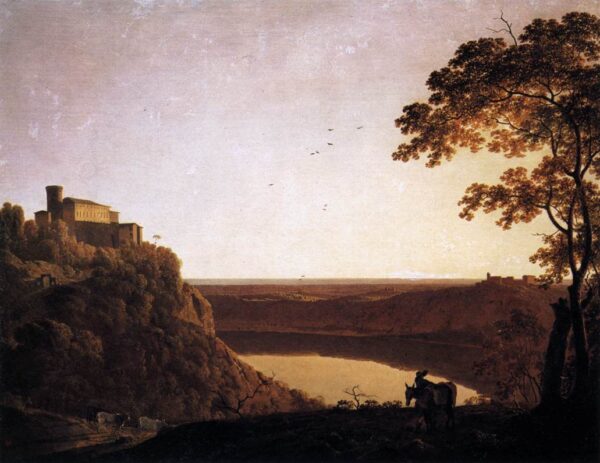 View of the Lake of Nemi by Joseph Wright, hand-painted oil painting reproduction
