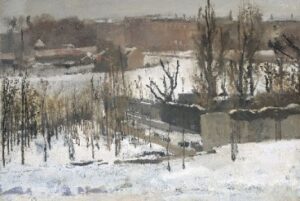 View of the Oosterpark in Amsterdam in the Snow by George Hendrik Breitner, hand-painted oil painting reproduction