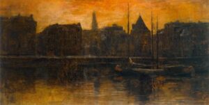 View of the Prins Hendrikkade with Schreierstoren Amsterdam by George Hendrik Breitner, hand-painted oil painting reproduction