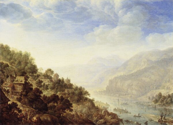 View of the Rhine by Herman Saftleven, hand-painted oil painting reproduction