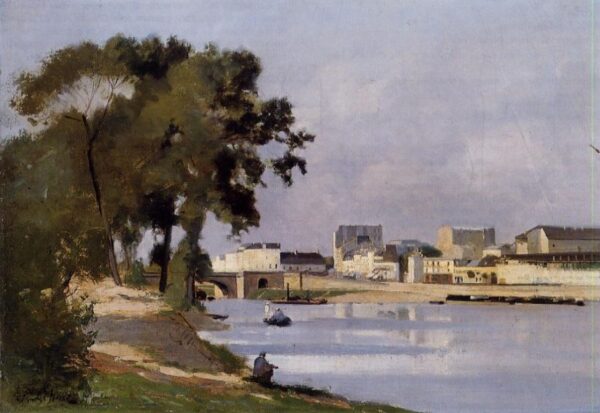 View of the Seine by Stanislas Lépine, hand-painted oil reproduction