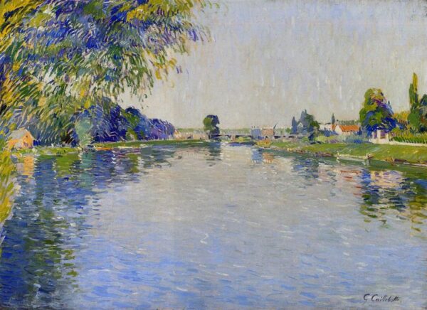 View of the Seine in the Direction of the Pont de Bezons by Gustave Caillebotte, hand-painted oil painting reproduction