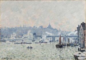 View of the Thames – Charing Cross Bridge by Alfred Sisley, hand-painted oil painting reproduction