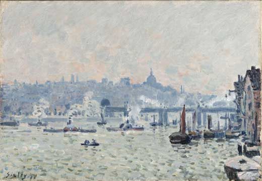 View of the Thames – Charing Cross Bridge by Alfred Sisley, hand-painted oil reproduction