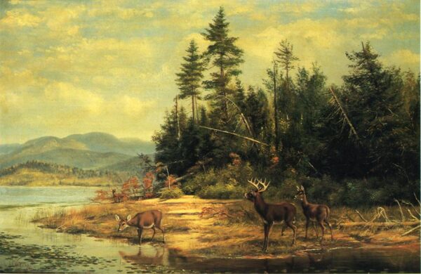 View on Long Lake by Arthur Fitzwilliam Tait, hand-painted oil painting reproduction