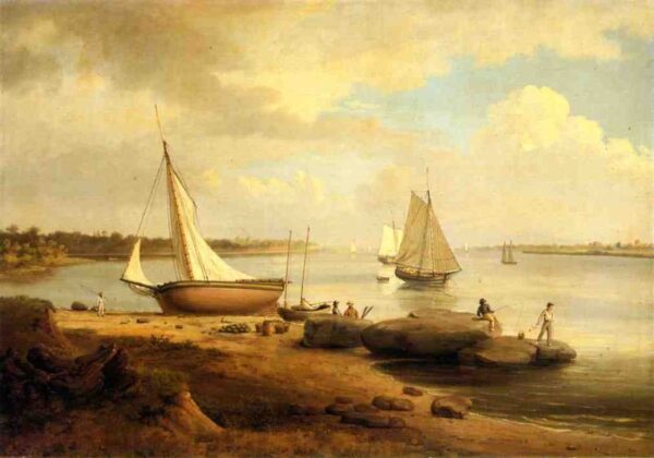View on the Delaware by Thomas Birch, hand-painted oil painting reproduction