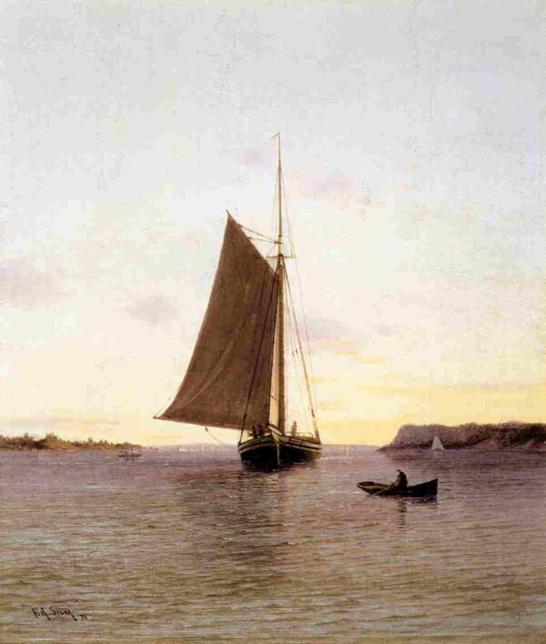 View on the Hudson River by Francis Silva, hand-painted oil painting reproduction