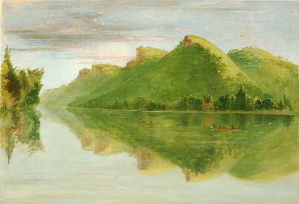 View on the Upper Mississippi, Beautiful Prairie Bluffs by George Catlin, hand-painted oil painting reproduction