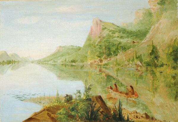 View on the Wisconsin River, Winnebago Shooting Ducks by George Catlin, hand-painted oil painting reproduction