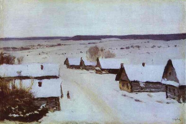 Village In Winter by Isaac Levitan, hand-painted oil painting reproduction