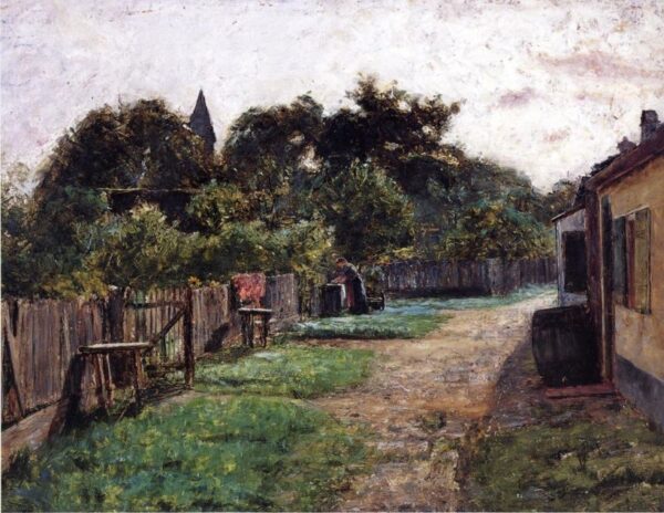 Village Scene by Theodore Clement Steele, hand-painted oil painting reproduction