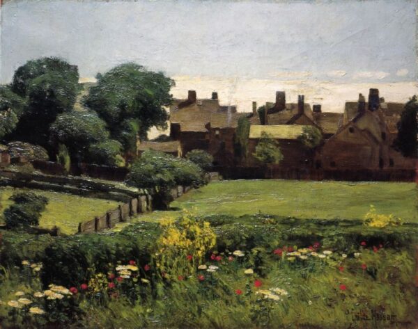 Village Scene by Frederick Childe Hassam, hand-painted oil painting reproduction