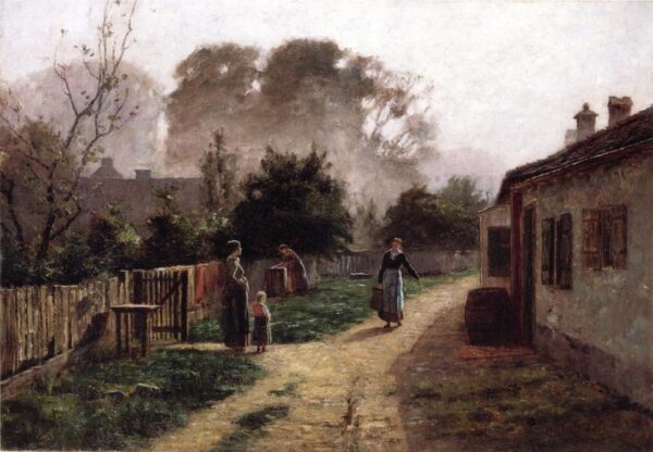 Village Scene II by Theodore Clement Steele, hand-painted oil painting reproduction