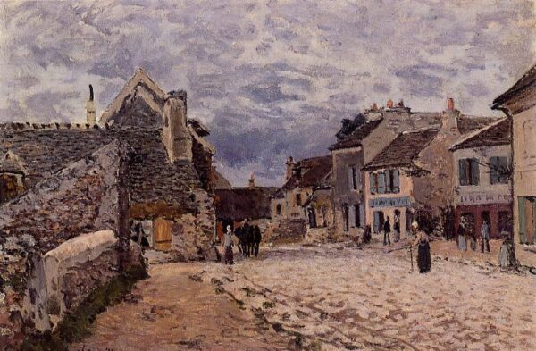 Village Street – Grey Weather by Alfred Sisley, hand-painted oil painting reproduction